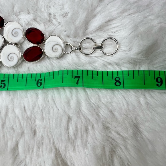 Shiva 🐚 Shell Garnet 925 Large Necklace & Large Bracelet Set - Picture 5 of 6